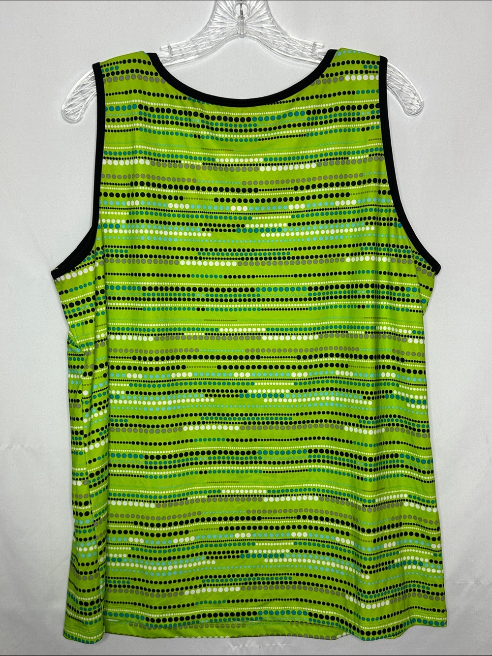 Like New Xersion Lime Green Striped Dot Athletic Tank Top - Picture 2 of 4